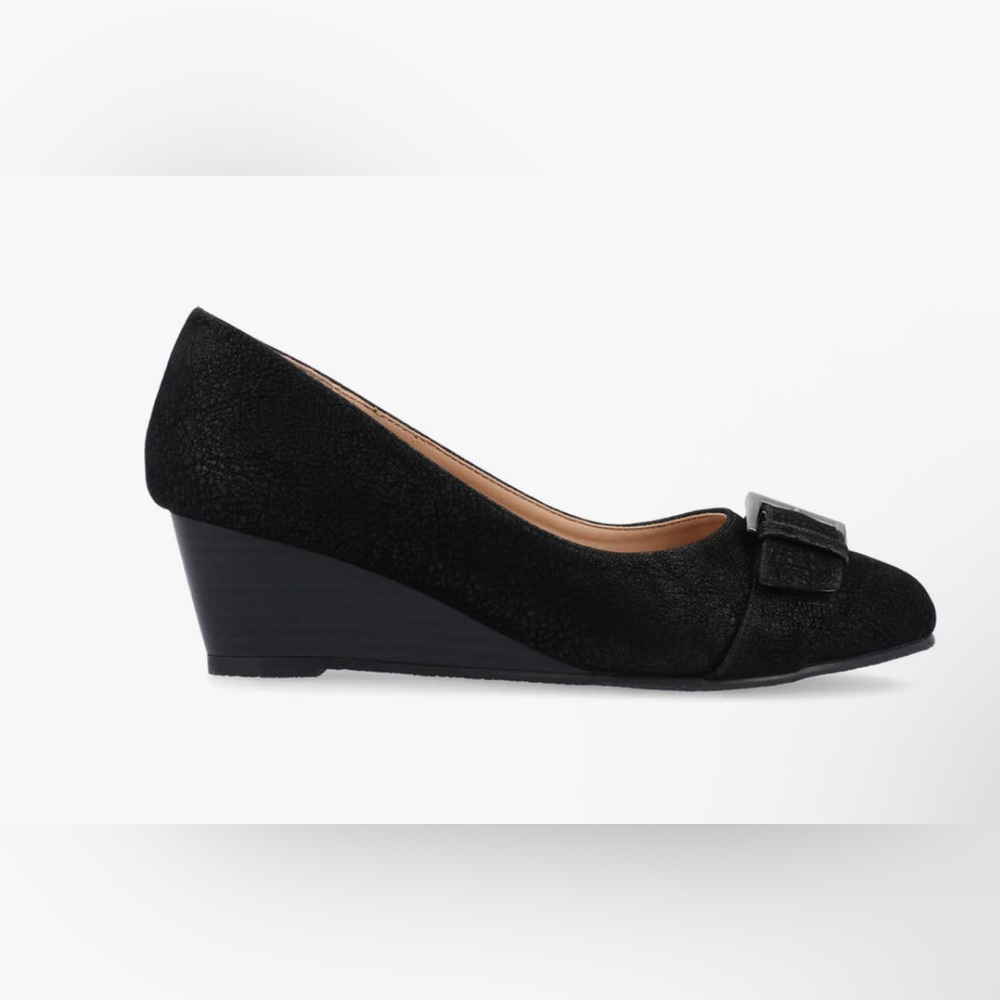 Journee Collection Black Wedge Shoes